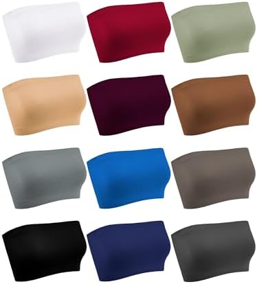 6 Pieces Women Strapless Bandeau Bras Bralettes Tube Tops M
