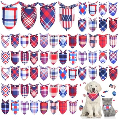 60 Pcs Dog Bandanas Bulk 4th of July