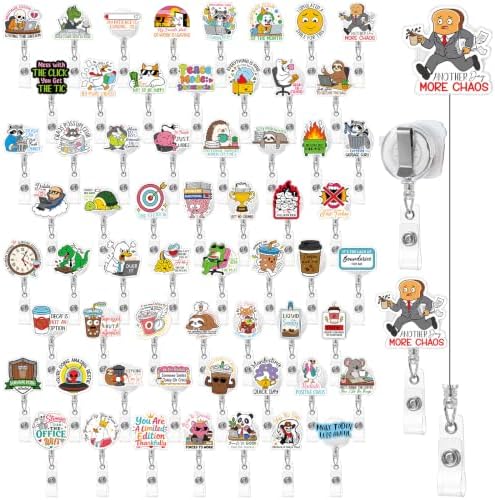 60 Pcs Employee Badge Reels Retractable Funny Badge Holders Bulk