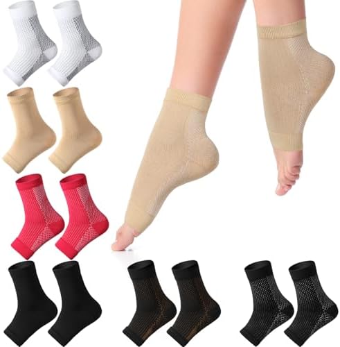 7 Pairs Ankle Compression Sleeves Ankle Brace Socks Plantar Fasciitis