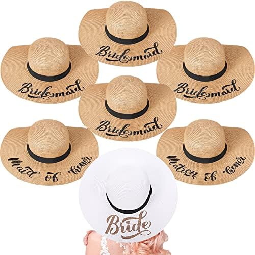 7 Pcs Bride Bridesmaid Hats Foldable Bulk