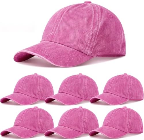 7 Pcs Vintage Baseball Hats Rose Red