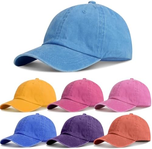 7 Pieces Unisex Vintage Washed Distressed Baseball Hat Baseball Cap