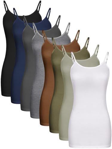 8 Pack Long Tank Tops for Women