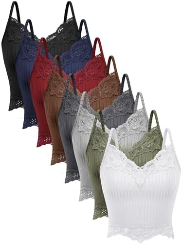 8 Pack Womens Y2k Crop Tops Fairy Grunge Clothes Lace Patchwork Tops V