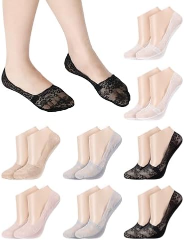8 Pairs Lace Ankle Socks Ruffle Mesh Breathable