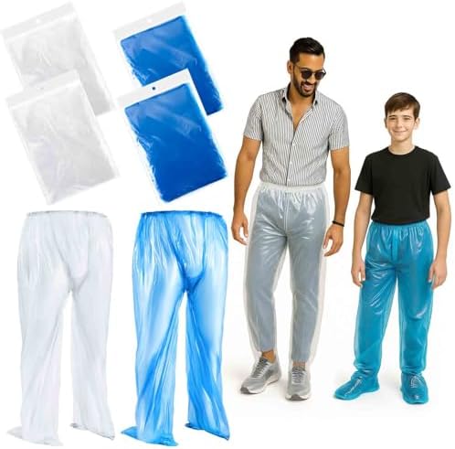 8 Pcs Disposable Rain Pants with Shoe Boot Waterproof Long Pant Boot