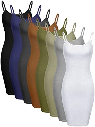 8 Pcs Full Slip for Women Under Dress Mini Adjustable Spaghetti Strap