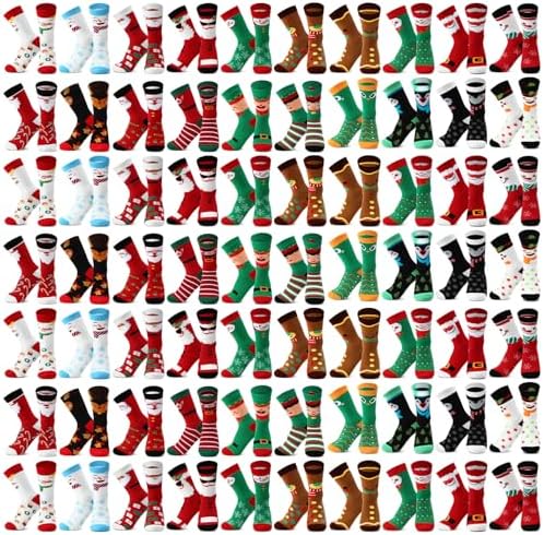 80 Pairs Christmas Funny Crew Socks Bulk