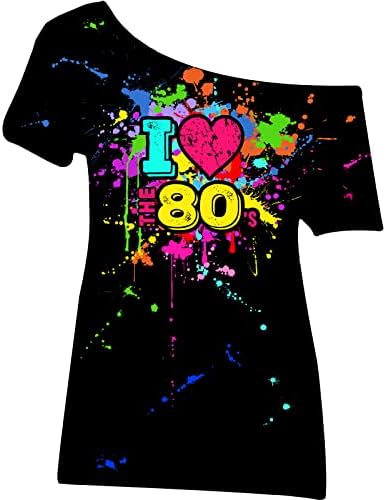 80s Outfit for Women Plus Size I Love The 80's Costumes 80s Off Shoulder
