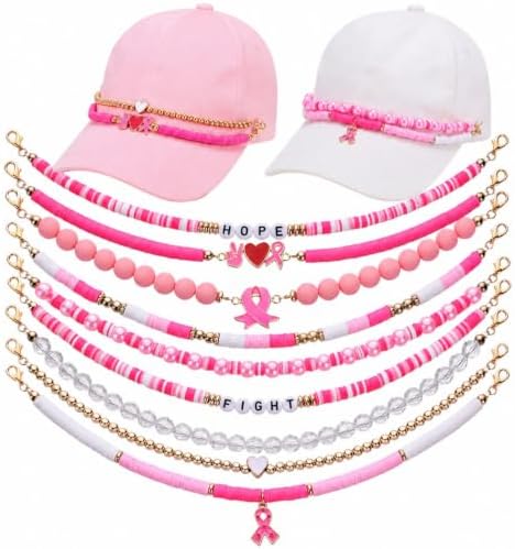 9 Pcs Breast Cancer Awareness Trucker Hat Chains Pink Trucker Hat Charms