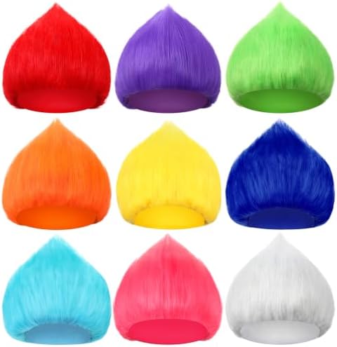9 Pcs Funny Wig Crazy Hair for Halloween Party 9 Colors