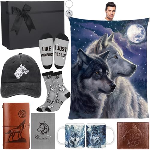 9 Pcs Wolf Gift Set for Men