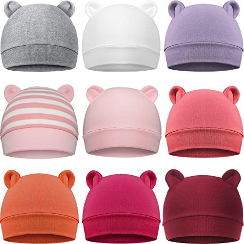 9 Pieces Newborn Baby Hat Bear Ears Infant Caps