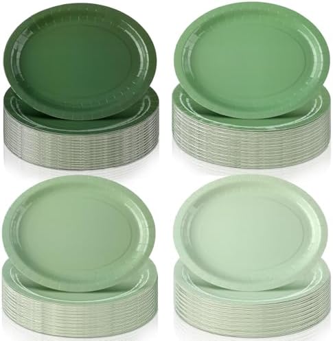 96 Pcs Oval Plates 10 x 12 Large Disposable Heavy Duty Party Paper