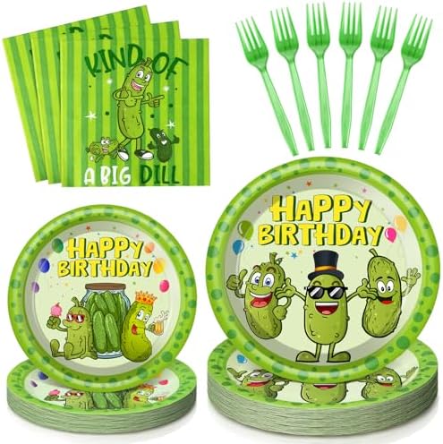 96 Pcs Pickle Party Decoration Kind of a Big Dill Plates and Napkins