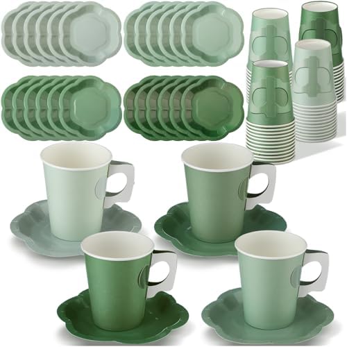 96 Pcs Sage Green Party Decorations Sage Green Paper Plates and Cups