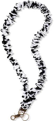 Black and White Cream Scrunchie Teacher Lanyard for ID Badge