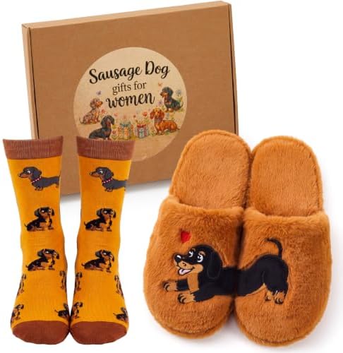 Dachshund Slipper Socks Gift Set