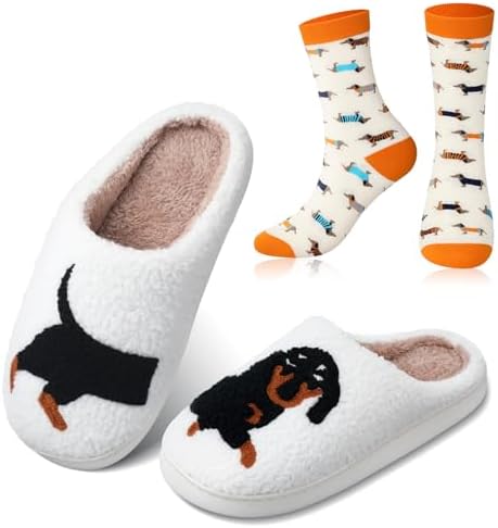 Dachshund Slippers Sock Lover Gift Women Christmas Gift Size 6-6.5