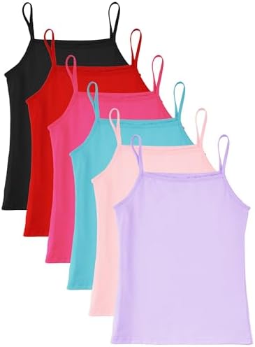Girls Tank Tops Cami 11-12Y Cool Colors 6 Pack