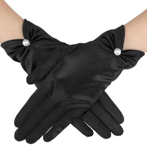 Halloween Black Satin Gloves Women