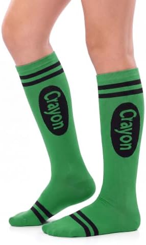 Halloween Crayon Socks Crayon Knee High Socks 7-10years Green