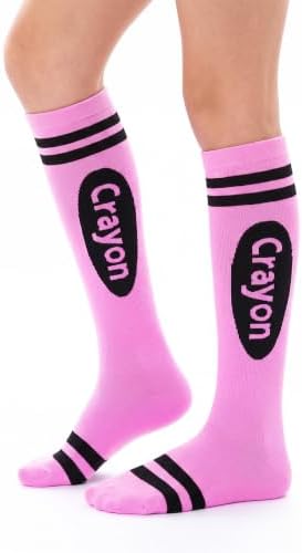 Halloween Crayon Socks Crayon Knee High Socks 7-10years Pink