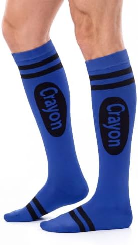 Halloween Crayon Socks Crayon Knee High Socks Men Dark Blue