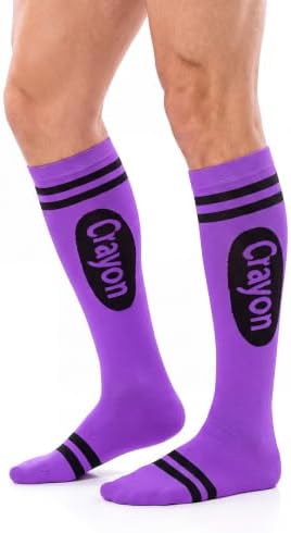 Halloween Crayon Socks Crayon Knee High Socks Men Purple