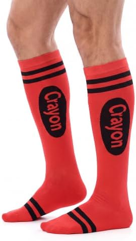 Halloween Crayon Socks Crayon Knee High Socks Men Red