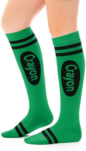 Halloween Crayon Socks Crayon Knee High Socks Women Green