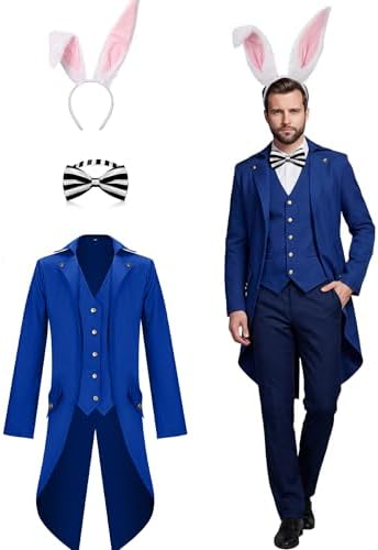 Halloween Men Rabbit Costume Set XL Blue