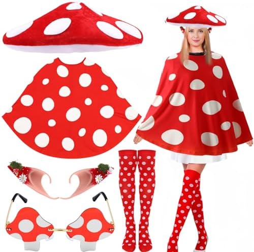 Halloween Mushroom Costume for Women Mushroom Hat Fairy Elf Ears Fairy