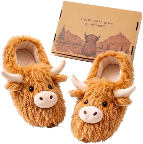 Highland Cow Slippers for Women  Men Uk 8-9