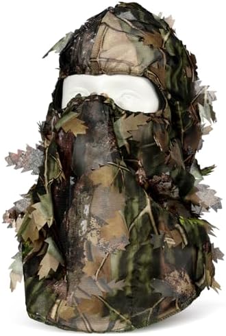 Hunting Face Mask Turkey Leafy Camo Face Mask 3D Mesh Camouflage Hunting