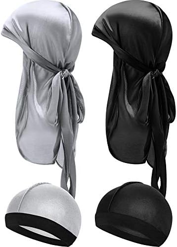 Kids Silky Durag with Wave Caps for Boys & Girls Age 3-12