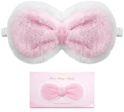 Kids Sleep Masks for Girls with Gift Box Pink Bow Girls Plush Sleeping