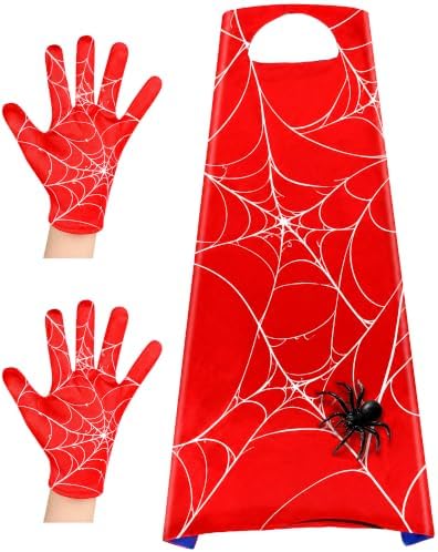Kids Spider Cape Gloves Set for Halloween Costume