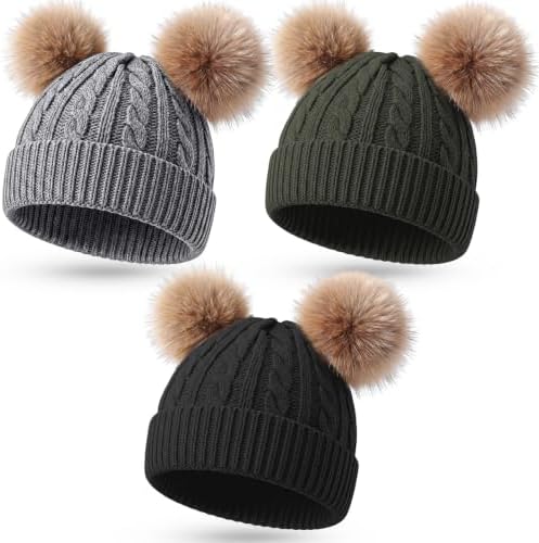 Kids Toddler Winter Pompom Hat 3color 3Color