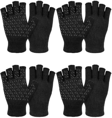 Medium 4 Pair Winter Fingerless Gloves