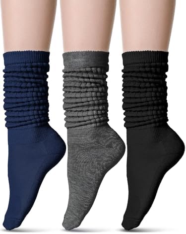 Navy Colors 7-10 3 Pairs Slouch Socks for Women