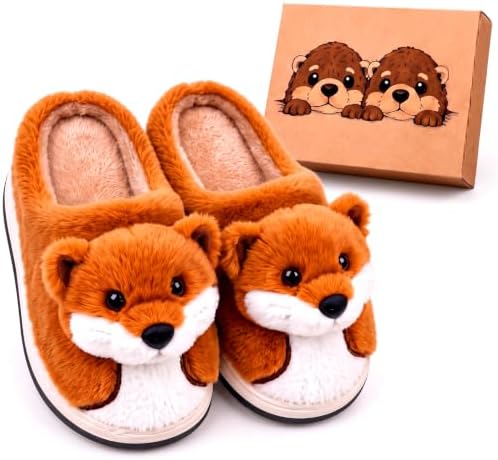 Otter Plush Slipper for Adults Soft Fluffy Animal House Slippers Cute