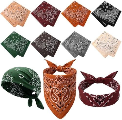 Paisley Style 8 Pcs Halloween Pirate Bandanas for Men Women