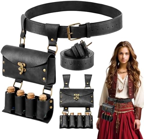 Renaissance Belt Pouch with Potion Bottles Halloween Medieval Costume