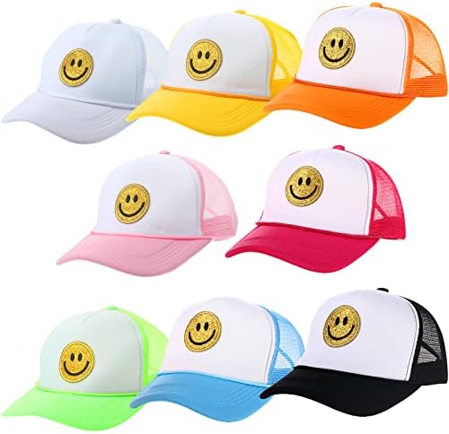 Smile Face Hat Trucker Hat Bright Colors 8 Pcs
