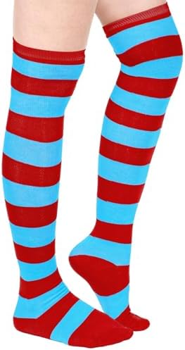 Striped Over Knee Thigh High Socks for Women Girls Ladies Costume