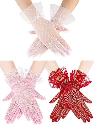 Wedding Lace Gloves Tea Party for Women 1920s Bridal Short Lace Glove