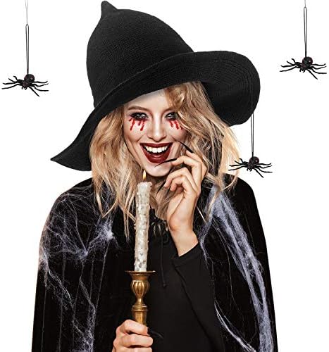 Women Halloween Witch Hat with 2 Pc Spider Cute Style Black