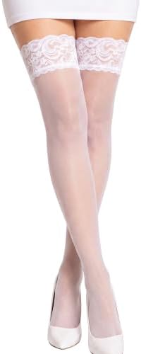 Womens Thigh High Stockings Halloween Costume Antiskid White Lace